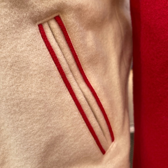 Vintage 1990’s Cream Wool Letterman Bomber Jacket w/ Red “M” by LOVE BOAT Sz S - Picture 8 of 12